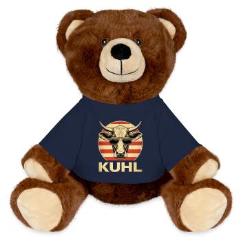Cool bull head with sunglasses - MiniFeet® RecycelBär® Teddy Bear Brown - french navy - Front