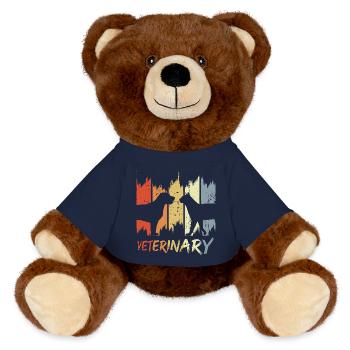 Veterinary Vintage Look - MiniFeet® RecycelBär® Teddy Bear Brown - french navy - Front
