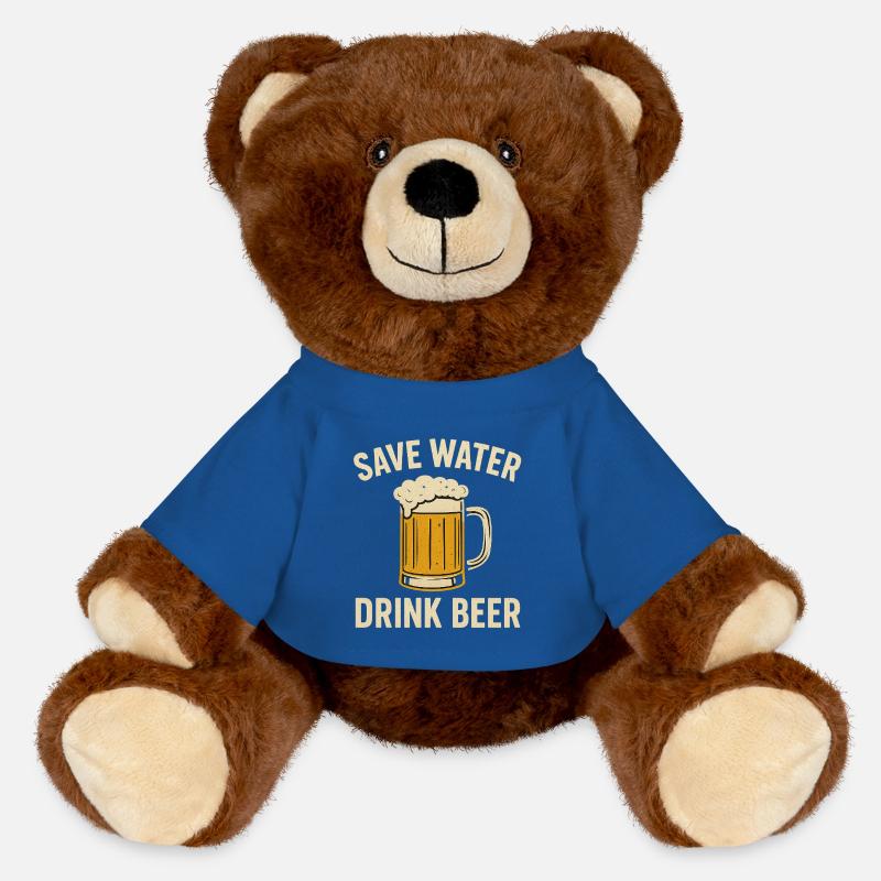 Save Water Drink Beer - MiniFeet® RecycelBär® Teddy Bear Brown - royal blue