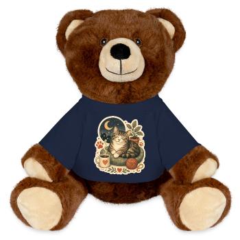 Gemütliche Katze Kaffee Garn - MiniFeet® RecycelBär® Braun - French Navy - Vorne