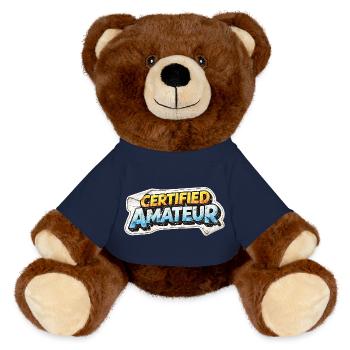 T-shirt autocollant amateur certifié - Nounours RecycelBär® marron - bleu marine - Devant