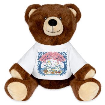 De vrais chats en pique-entre les sakura - Nounours RecycelBär® marron - orange doré - Devant