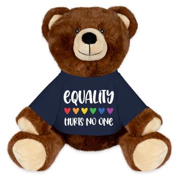 LGBT Pride Month - Equality Hurts No One - MiniFeet® RecycelBär® Teddy Bear Brown - french navy - Front