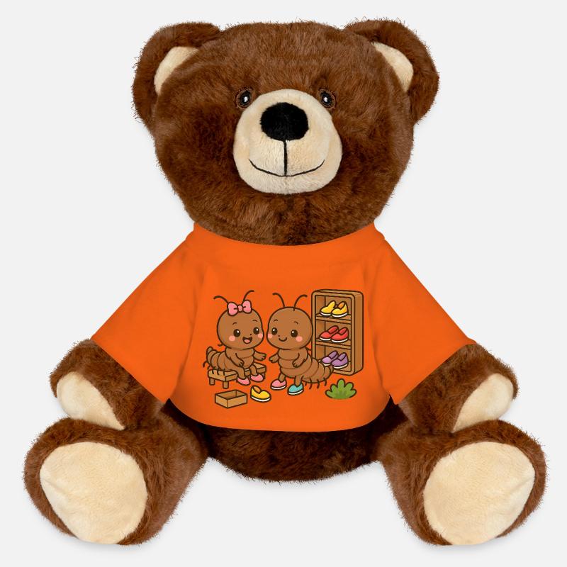Deux mille-pattes achètent de nouvelles chaussures ensemble - Nounours RecycelBär® marron - orange doré