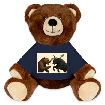Stock market battle bears against bull - MiniFeet® RecycelBär® Teddy Bear Brown - french navy - Front