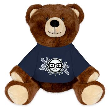 Trauriges Graffiti-Gesicht mit Brille - MiniFeet® RecycelBär® Braun - French Navy - Vorne