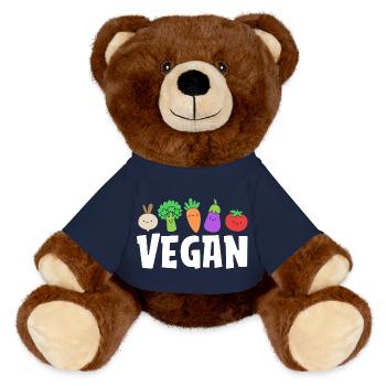 Dietician Diet Vegan - MiniFeet® RecycelBär® Teddy Bear Brown - french navy - Front