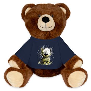 Cat laughs - MiniFeet® RecycelBär® Teddy Bear Brown - french navy - Front
