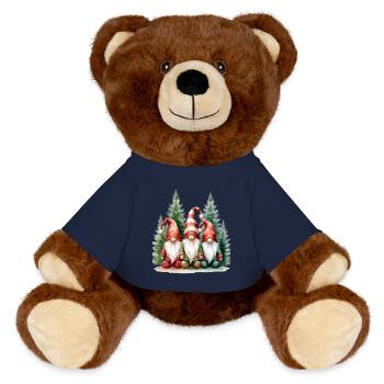 Drei Gartenzwerge im Winterwald - MiniFeet® RecycelBär® Braun - French Navy - Vorne
