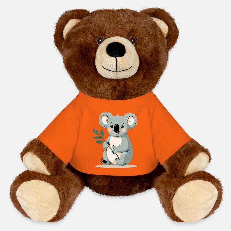 Kleiner Koala mit Blattzweig - MiniFeet® RecycelBär® Braun - Goldorange