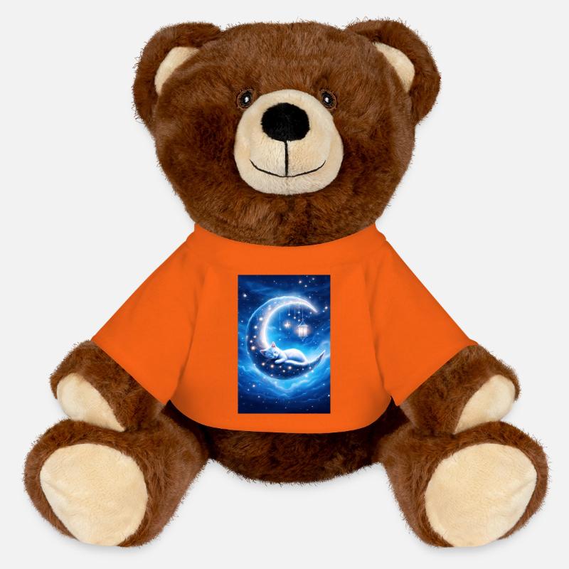 Mooncat dreams - MiniFeet® RecycelBär® Teddy Bear Brown - golden orange