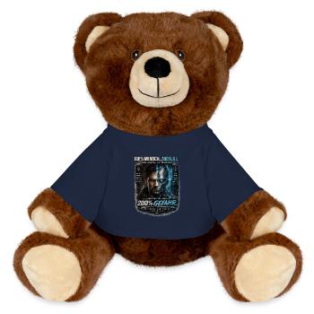 100% Mensch. 100% KI. Zwei Welten. Ein Verstand. - MiniFeet® RecycelBär® Braun - French Navy - Vorne