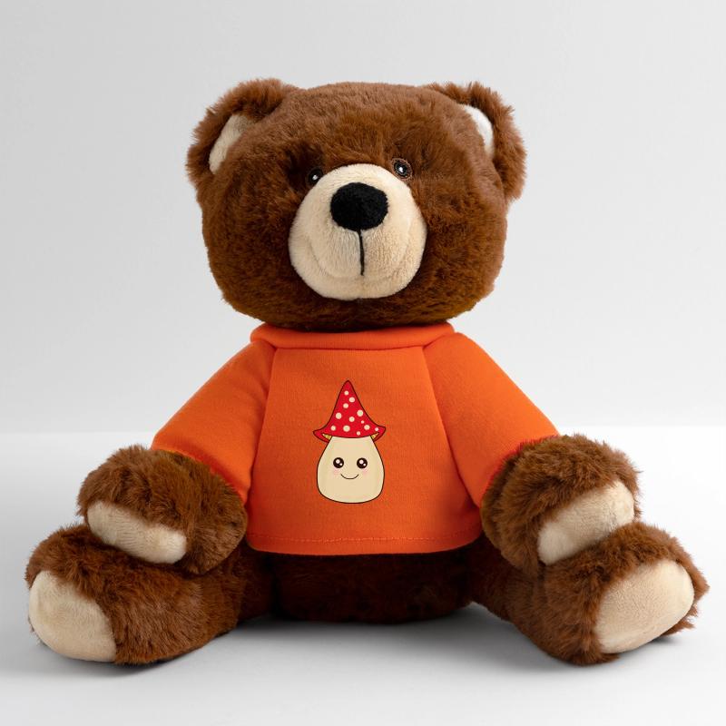 Kawaii champignon Toadstool mignon rouge avec visage Nounours RecycelBär® marron