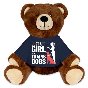 Juste une fille qui entraîne des chiens Fierté de dresseuse - Nounours RecycelBär® marron - bleu marine - Devant