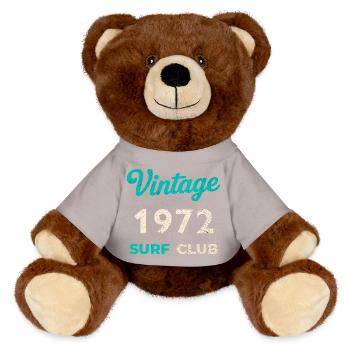 Cadeau vintage de l’année de naissance rétro du Surf Club 1972 - Nounours RecycelBär® marron - orange doré - Devant