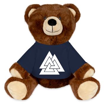 Imbrication triangulaire géométrique - Nounours RecycelBär® marron - bleu marine - Devant