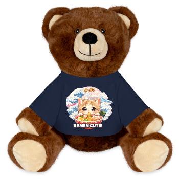 Ramen Kawaii Cats TShirt I Japanese Food - MiniFeet® RecycelBär® Teddy Bear Brown - french navy - Front