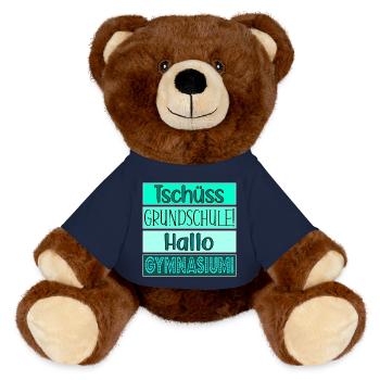 Tschüss Grundschule Hallo Gymnasium FÜNFTKLÄSSLER - MiniFeet® RecycelBär® Braun - French Navy - Vorne