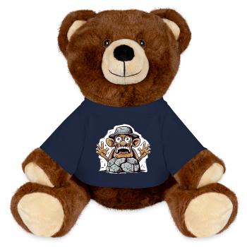 Comicischer Steinbrecher Cartoon - MiniFeet® RecycelBär® Braun - French Navy - Vorne