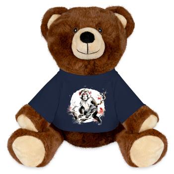 signe du zodiaque chinois Singe - Nounours RecycelBär® marron - bleu marine - Devant