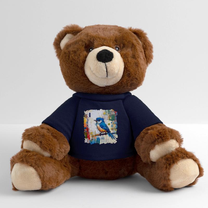 Oiseau bleu dans une mer abstraite de couleurs Nounours RecycelBär® marron