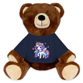 Rainbow Blossom Unicorn Wings - MiniFeet® RecycelBär® Teddy Bear Brown - french navy - Front