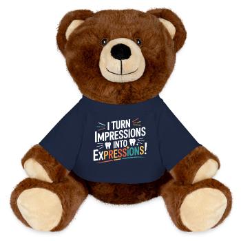 Art de la sculpture à la cire de laboratoire dentaire - Nounours RecycelBär® marron - bleu marine - Devant