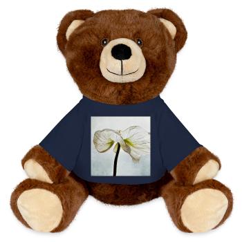 Weiße Mohnblüte - MiniFeet® RecycelBär® Braun - French Navy - Vorne