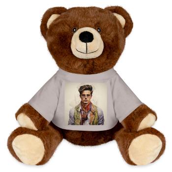Vintage Glam Man with Silk Scarf - MiniFeet® RecycelBär® Teddy Bear Brown - golden orange - Front