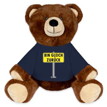 Bin Gleich Zurück Schild - MiniFeet® RecycelBär® Braun - French Navy - Vorne