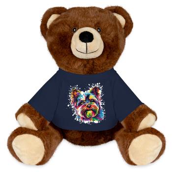 Farbenfrohes Hundeporträt Spritzer - MiniFeet® RecycelBär® Braun - French Navy - Vorne