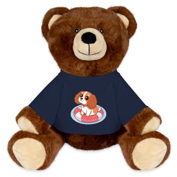 Chiot Mignon sur Bouée Flottante - Nounours RecycelBär® marron - bleu marine - Devant