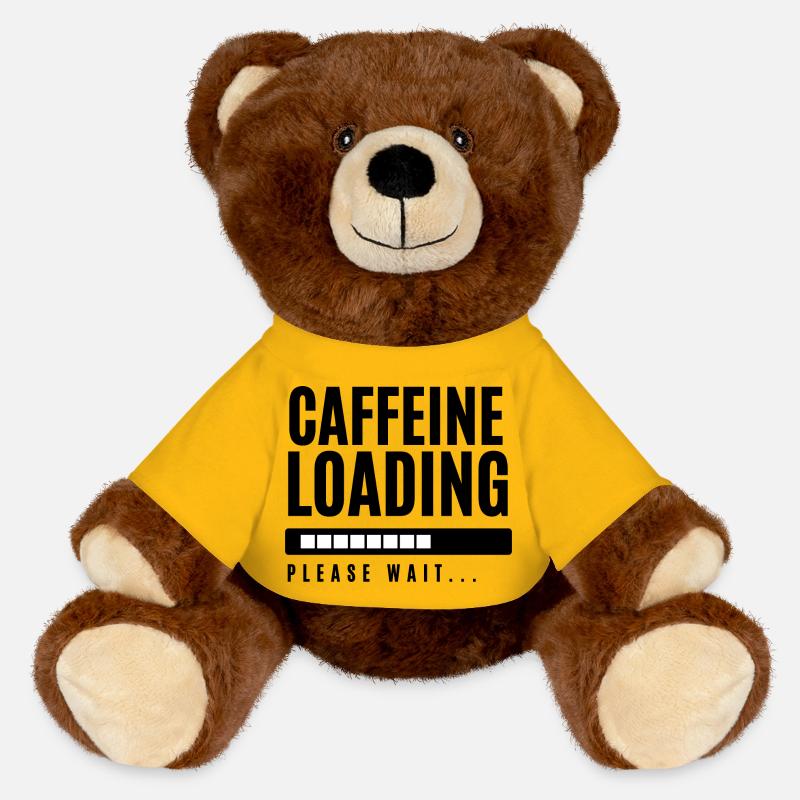 Caffeine Loading Please Wait - MiniFeet® RecycelBär® Teddy Bear Brown - sun yellow