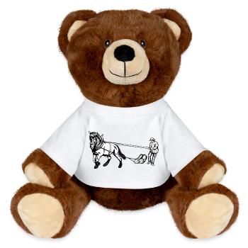 Holzrücker avec cheval - Nounours RecycelBär® marron - jaune soleil - Devant