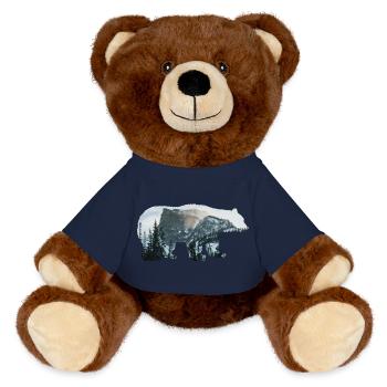 Bear Nature Conservation Mountains Forest Landscape - MiniFeet® RecycelBär® Teddy Bear Brown - french navy - Front
