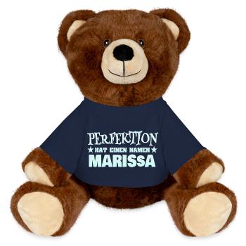 Frauenname Marissa - MiniFeet® RecycelBär® Braun - French Navy - Vorne