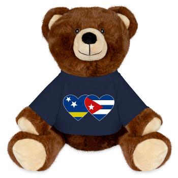 Curacao Cuba Flag Heart - MiniFeet® RecycelBär® Teddy Bear Brown - french navy - Front