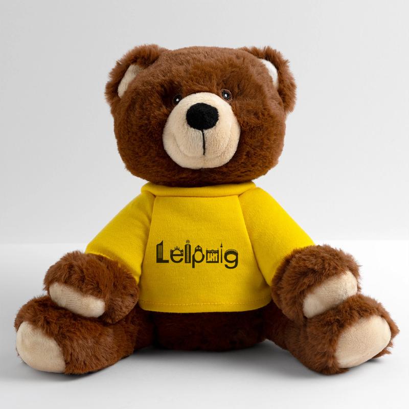 Skyline de Leipzig avec points de repère Nounours RecycelBär® marron