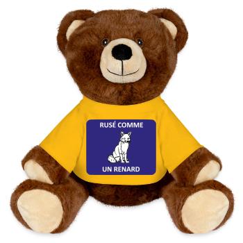 Cunning as a fox - MiniFeet® RecycelBär® Teddy Bear Brown - sun yellow - Front