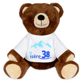 Isère 38 logo - MiniFeet® RecycelBär® Teddy Bear Brown - sun yellow - Front