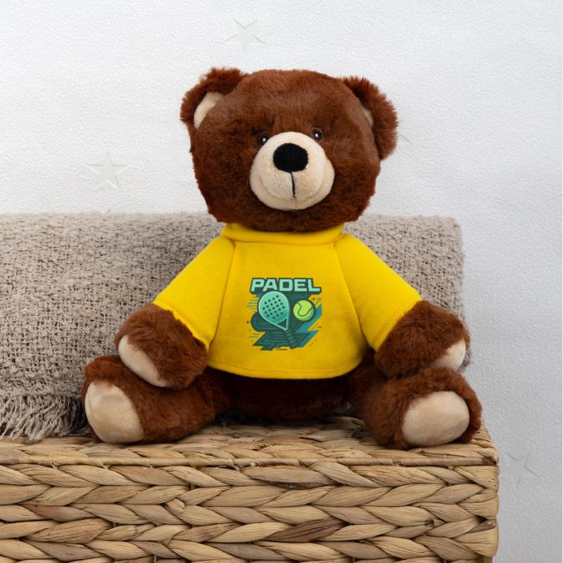 Padel Logo Racket Ball Dynamics MiniFeet® RecycelBär® Teddy Bear Brown