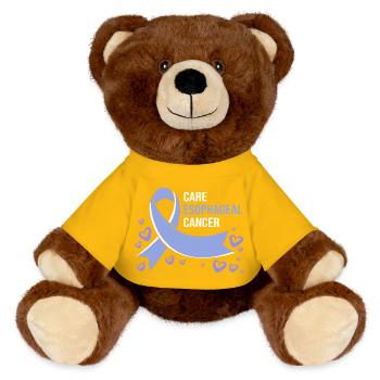 Cancer Esophagus Chemo Cancer Survivor - MiniFeet® RecycelBär® Teddy Bear Brown - sun yellow - Front