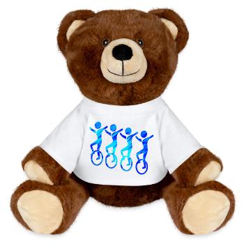 4er Unicycle | Unicycling Freestyle - MiniFeet® RecycelBär® Teddy Bear Brown - sun yellow - Front
