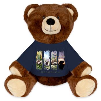 Süße Igel Natur Motiv - MiniFeet® RecycelBär® Braun - French Navy - Vorne