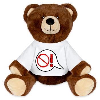 PROHIBITION SIGNS TRAFFIC - ESCALATION ANGER SAYINGS - MiniFeet® RecycelBär® Teddy Bear Brown - sun yellow - Front