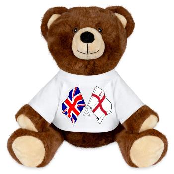 City of London & Great Britain Flaggen - MiniFeet® RecycelBär® Braun - Sonnengelb - Vorne