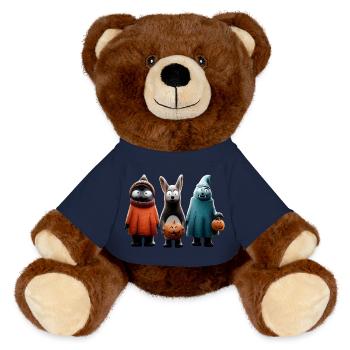 Gruseliges Süßes oder Saures – Halloween Wooligans - MiniFeet® RecycelBär® Braun - French Navy - Vorne