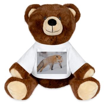 Renard des neiges Pixel Art - Nounours RecycelBär® marron - jaune soleil - Devant