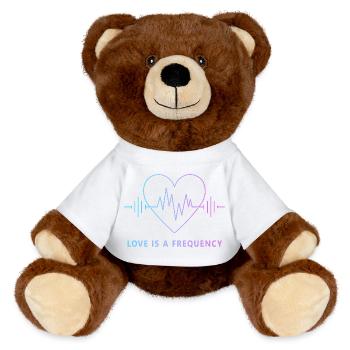 Love Is a Frequency - Herzfrequenz der Liebe - MiniFeet® RecycelBär® Braun - Sonnengelb - Vorne