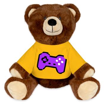 Weird Retro Controller Gamer - MiniFeet® RecycelBär® Teddy Bear Brown - sun yellow - Front